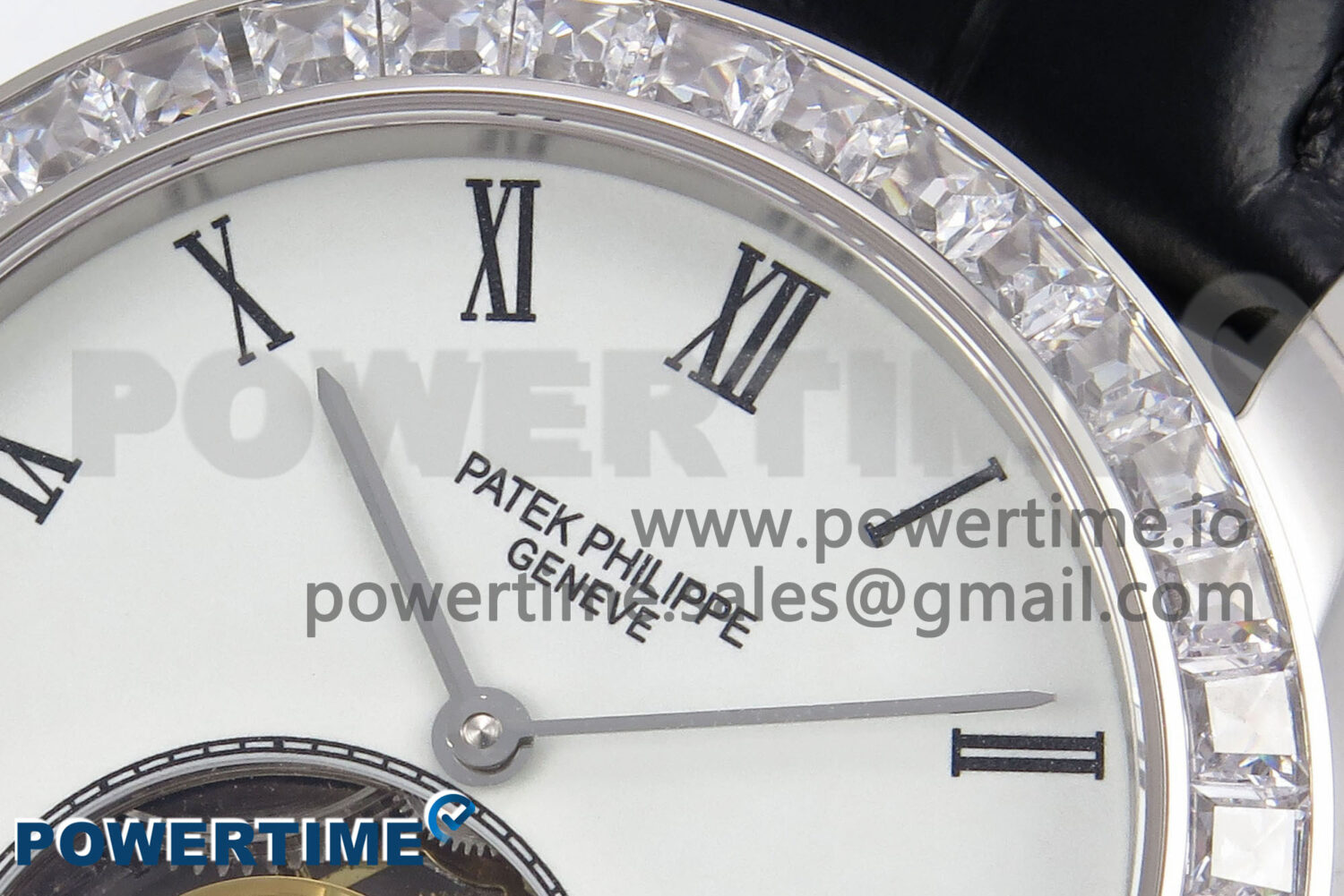PP Tourbillon SS Diamonds Bezel RMSF Edition White Dial on Black Leather Strap - Image 4