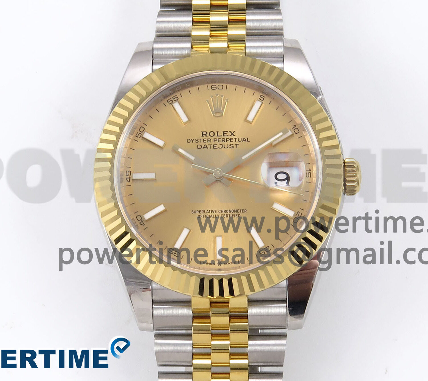 DateJust 41 126333 EWEF 1:1 Best Edition YG Stick Dial on SS/YG Jubilee Bracelet A3235