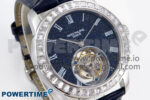 PP Tourbillon SS Diamonds Bezel RMSF Edition Black Starry Dial on Blue Leather Strap - Image 2
