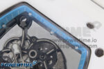 RM055 White Ceramic T+F 1:1 Best Edition Blue Skeleton Dial on White Rubber Strap RMUL2 Super Clone - Image 4