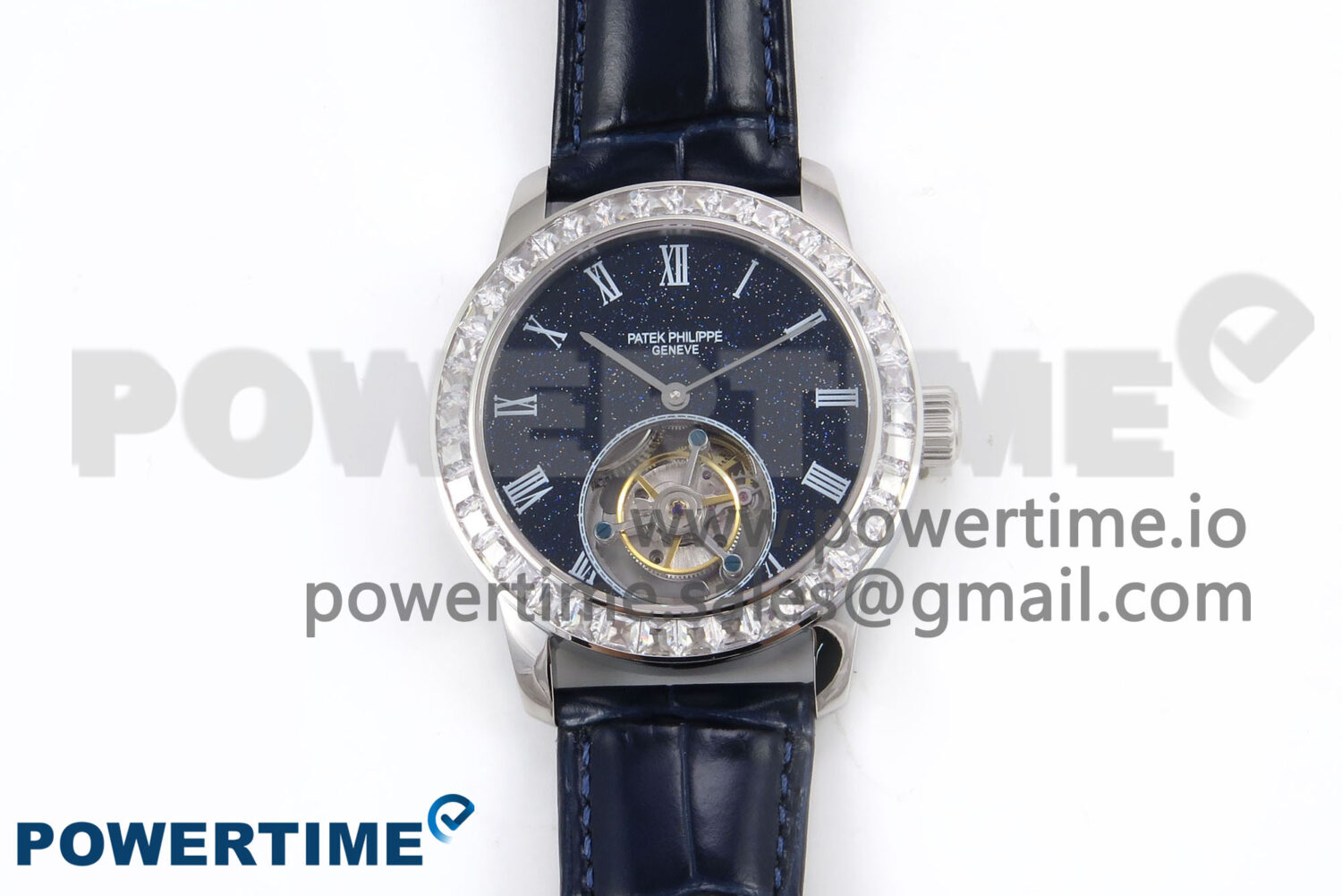 PP Tourbillon SS Diamonds Bezel RMSF Edition Black Starry Dial on Blue Leather Strap - Image 1