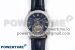 PP Tourbillon SS Diamonds Bezel RMSF Edition Black Starry Dial on Blue Leather Strap