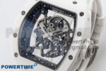RM055 White Ceramic T+F 1:1 Best Edition Black Skeleton Dial on White Rubber Strap RMUL2 Super Clone - Image 2