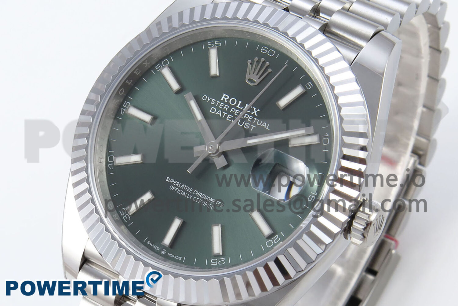 DateJust 41 126334 QF 1:1 Best Edition 904L Steel Green Stick Dial on SS Jubilee Bracelet VR3235 - Image 3