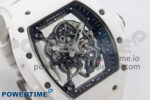 RM055 White Ceramic T+F 1:1 Best Edition Black Skeleton Dial on White Rubber Strap RMUL2 Super Clone - Image 3