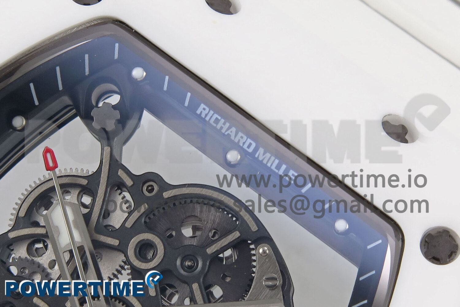RM055 White Ceramic T+F 1:1 Best Edition Black Skeleton Dial on White Rubber Strap RMUL2 Super Clone - Image 4