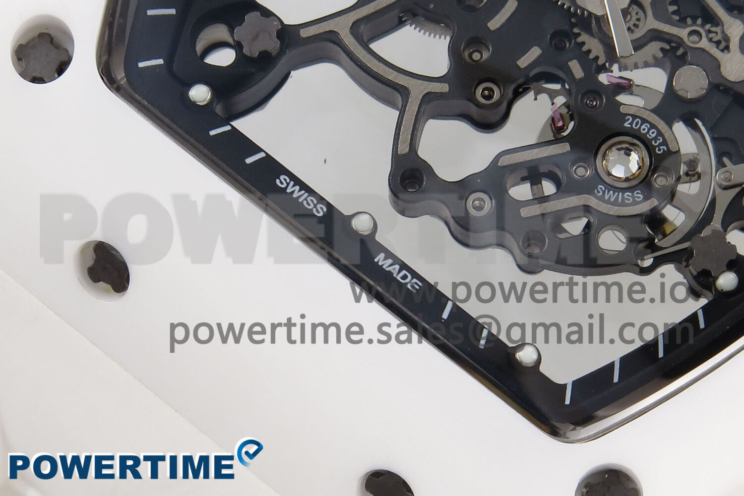 RM055 White Ceramic T+F 1:1 Best Edition Black Skeleton Dial on White Rubber Strap RMUL2 Super Clone - Image 5