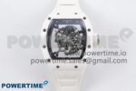 RM055 White Ceramic T+F 1:1 Best Edition Black Skeleton Dial on White Rubber Strap RMUL2 Super Clone