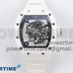 RM055 White Ceramic T+F 1:1 Best Edition Black Skeleton Dial on White Rubber Strap RMUL2 Super Clone