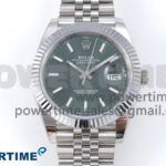 DateJust 41 126334 QF 1:1 Best Edition 904L Steel Green Stick Dial on SS Jubilee Bracelet VR3235