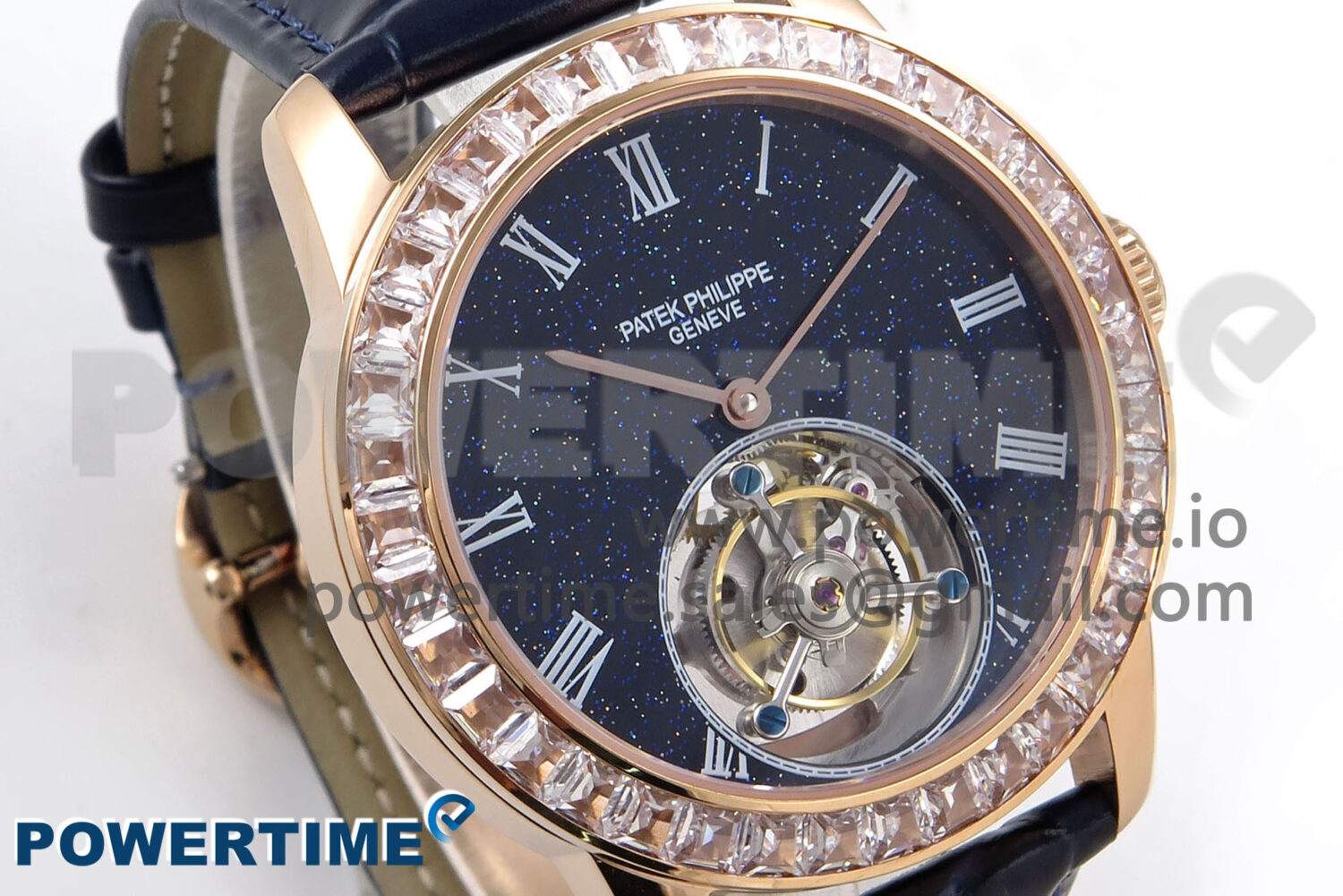 PP Tourbillon RG Diamonds Bezel RMSF Edition Black Starry Dial on Blue Leather Strap - Image 2