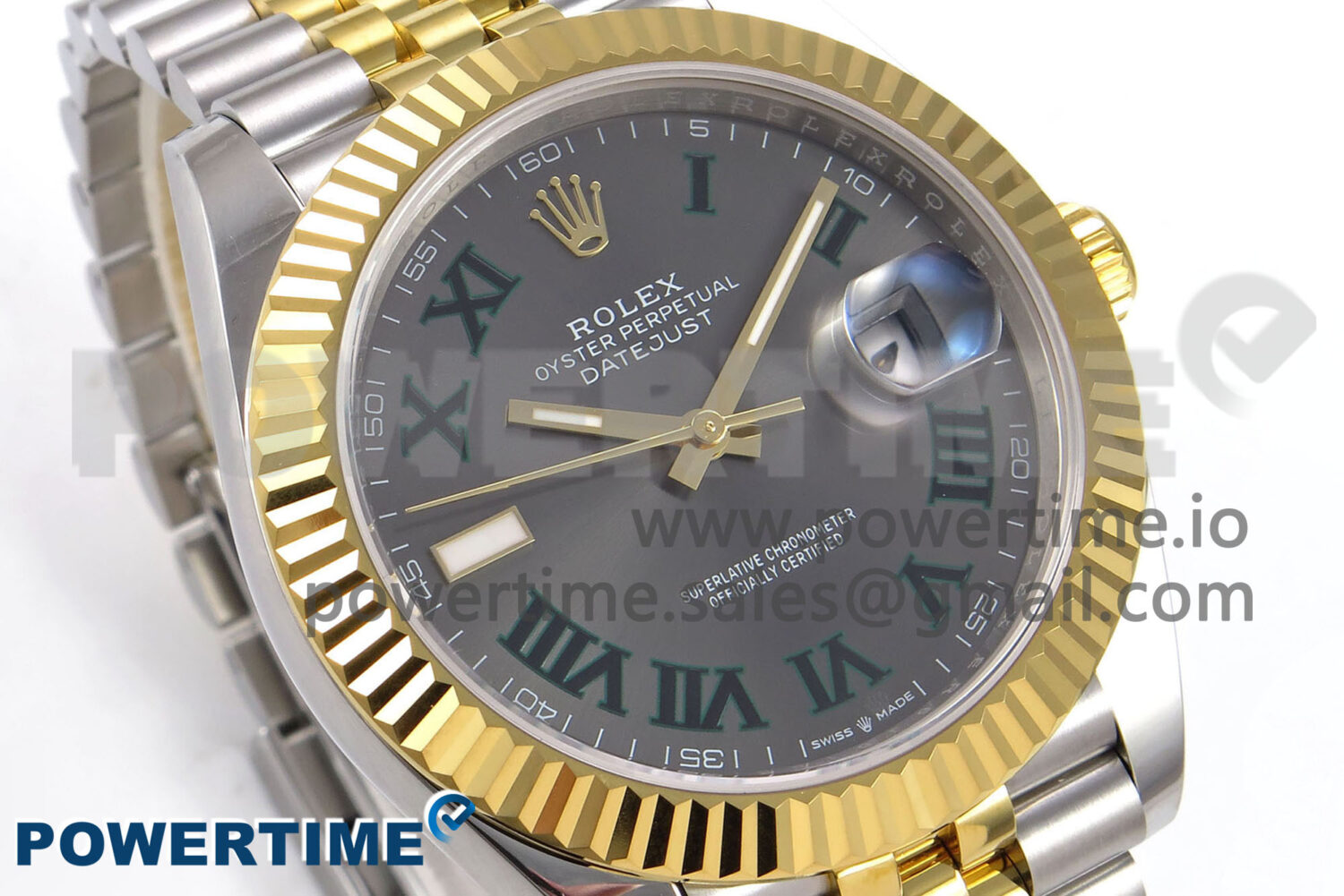 DateJust 41 126333 EWEF 1:1 Best Edition Gray Dial Green Roman Markers on SS/YG Jubilee Bracelet A3235 - Image 2