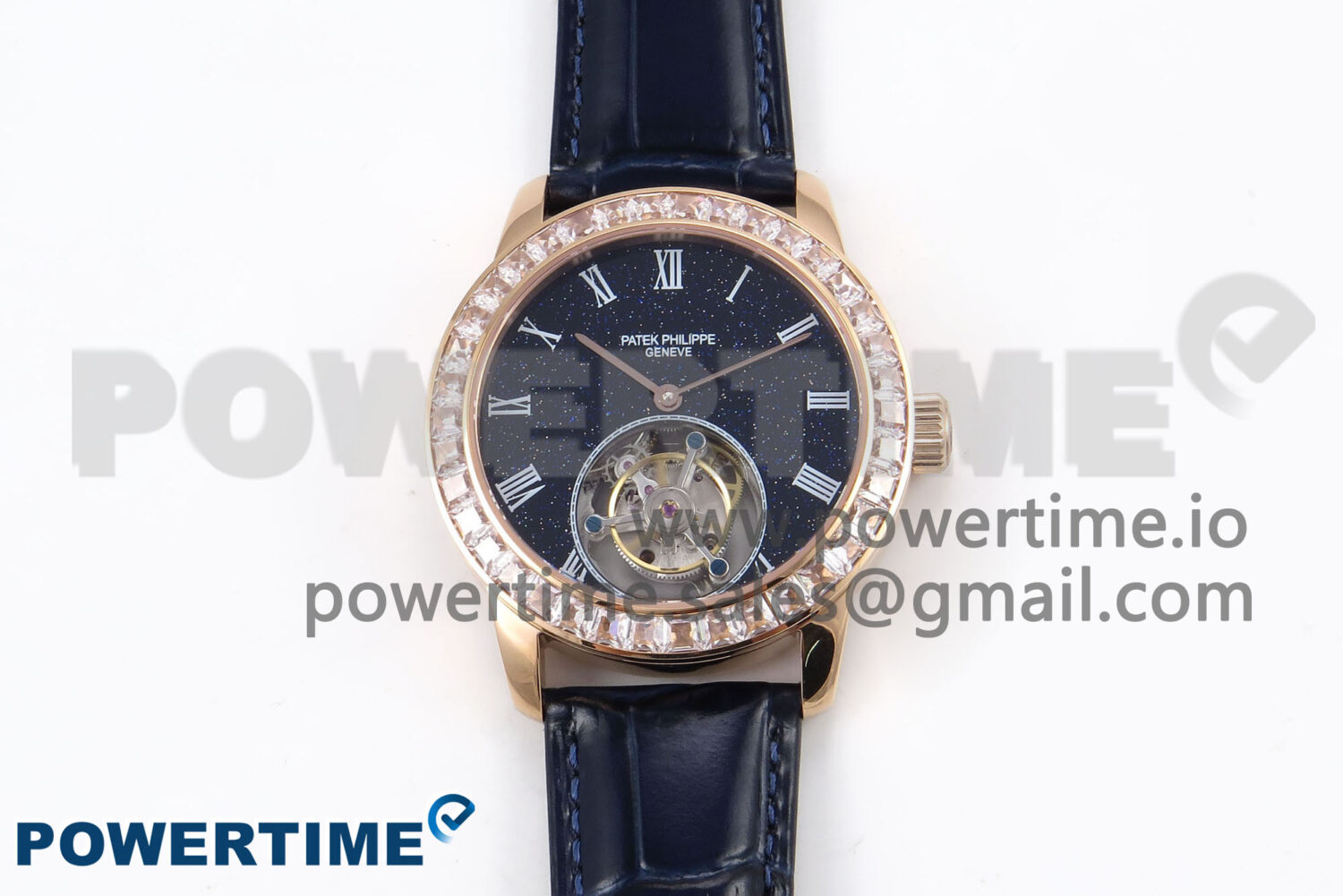 PP Tourbillon RG Diamonds Bezel RMSF Edition Black Starry Dial on Blue Leather Strap - Image 1