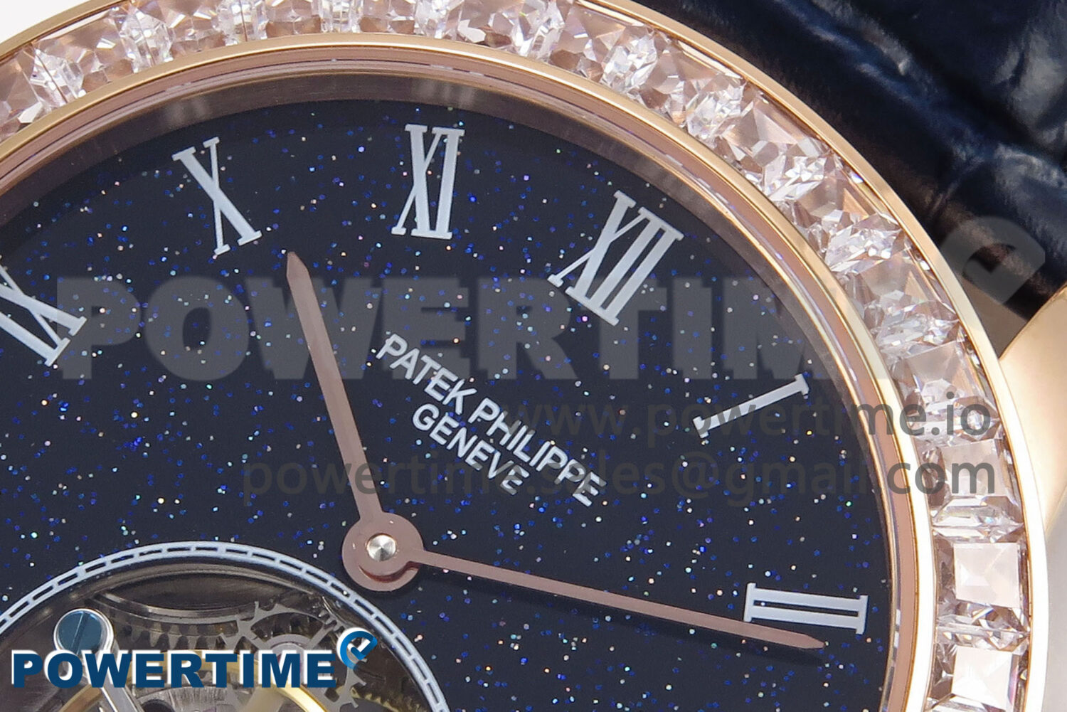PP Tourbillon RG Diamonds Bezel RMSF Edition Black Starry Dial on Blue Leather Strap - Image 4