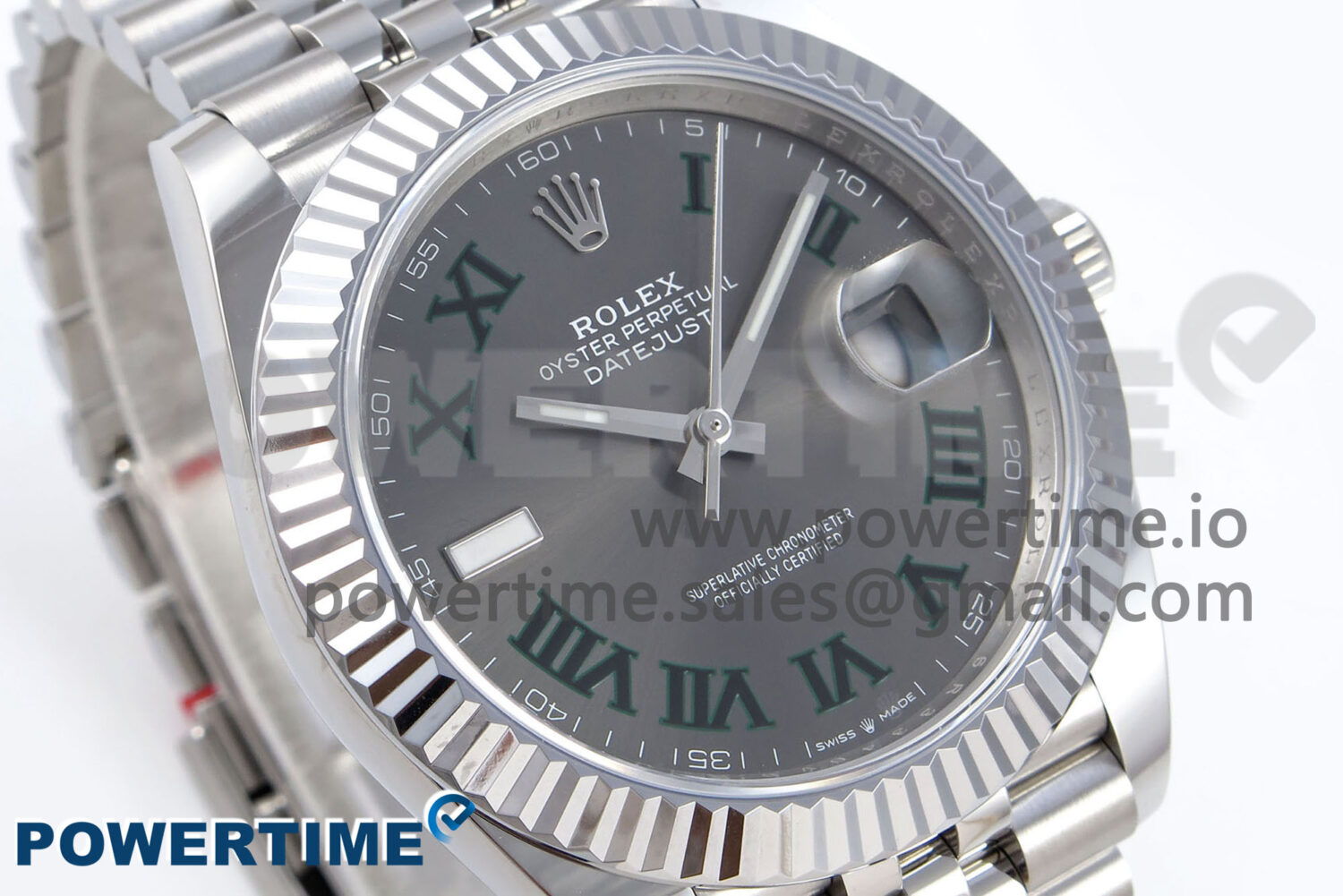 DateJust 41 126334 QF 1:1 Best Edition 904L Steel Gray Dial Green Roman Marker on SS Jubilee Bracelet VR3235 - Image 2