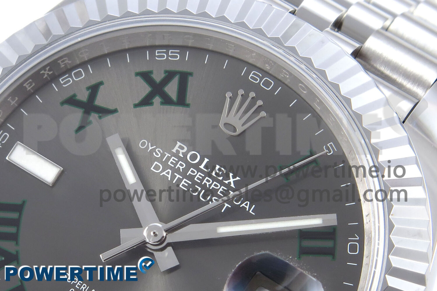 DateJust 41 126334 QF 1:1 Best Edition 904L Steel Gray Dial Green Roman Marker on SS Jubilee Bracelet VR3235 - Image 4