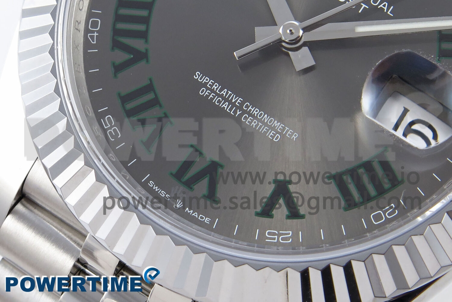 DateJust 41 126334 QF 1:1 Best Edition 904L Steel Gray Dial Green Roman Marker on SS Jubilee Bracelet VR3235 - Image 5