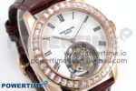 PP Tourbillon RG Diamonds Bezel RMSF Edition White Dial on Brown Leather Strap - Image 2