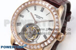 PP Tourbillon RG Diamonds Bezel RMSF Edition White Dial on Brown Leather Strap - Image 3