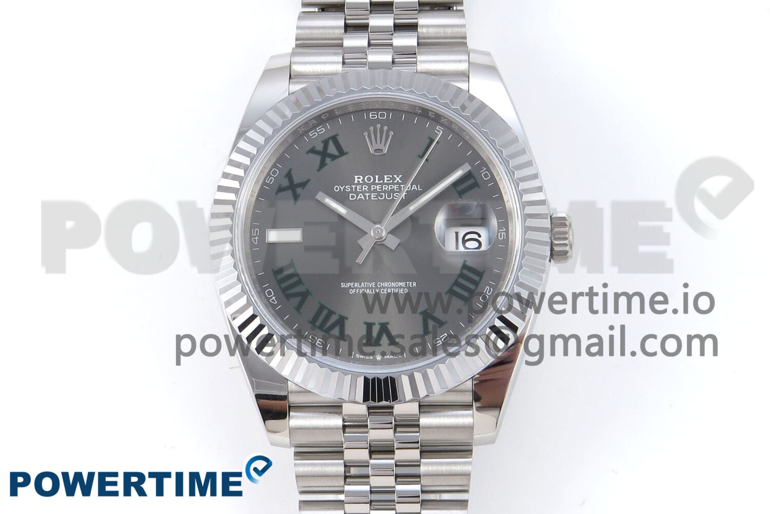 DateJust 41 126334 QF 1:1 Best Edition 904L Steel Gray Dial Green Roman Marker on SS Jubilee Bracelet VR3235 - Image 1