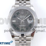 DateJust 41 126334 QF 1:1 Best Edition 904L Steel Gray Dial Green Roman Marker on SS Jubilee Bracelet VR3235