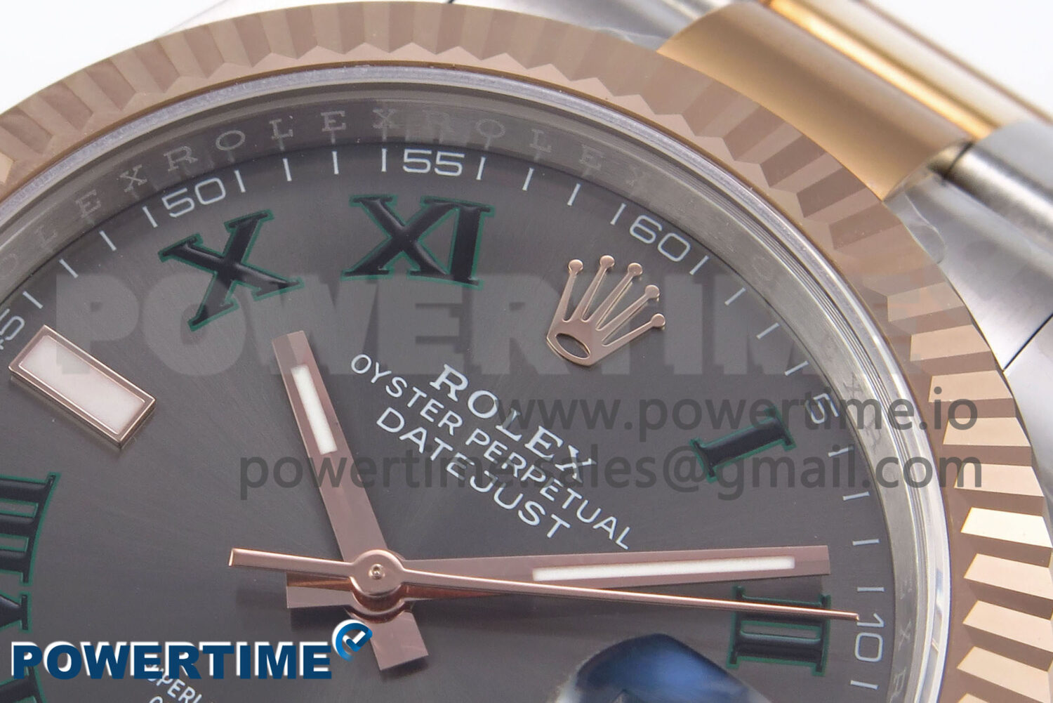 DateJust 41 126331 EWEF 1:1 Best Edition Gray Dial Green Roman Marker on SS/RG Oyster Bracelet A3235 - Image 4