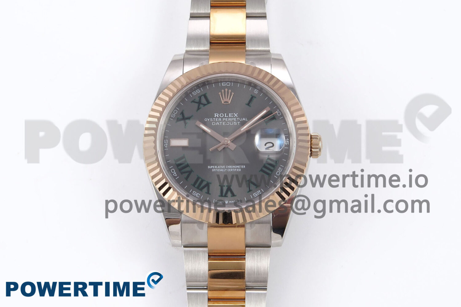 DateJust 41 126331 EWEF 1:1 Best Edition Gray Dial Green Roman Marker on SS/RG Oyster Bracelet A3235 - Image 1