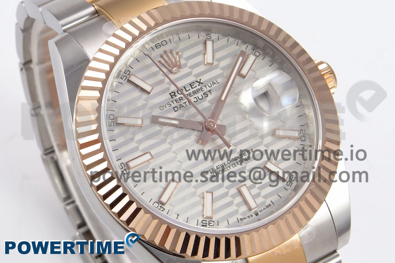 DateJust 41 126331 EWEF 1:1 Best Edition Silver Textured Dial on SS/RG Oyster Bracelet A3235 - Image 2