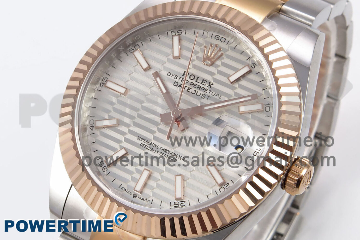 DateJust 41 126331 EWEF 1:1 Best Edition Silver Textured Dial on SS/RG Oyster Bracelet A3235 - Image 3