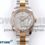 DateJust 41 126331 EWEF 1:1 Best Edition Silver Textured Dial on SS/RG Oyster Bracelet A3235