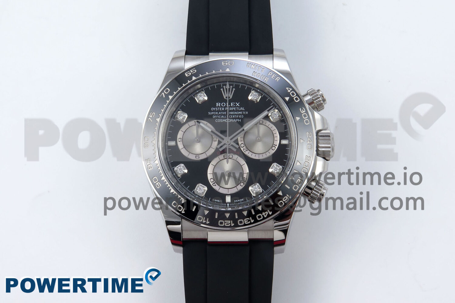 Daytona 126519LN SS Clean 1:1 Best Edition Black Diamonds Dial on Oysterflex Rubber Strap SH4131 - Image 1