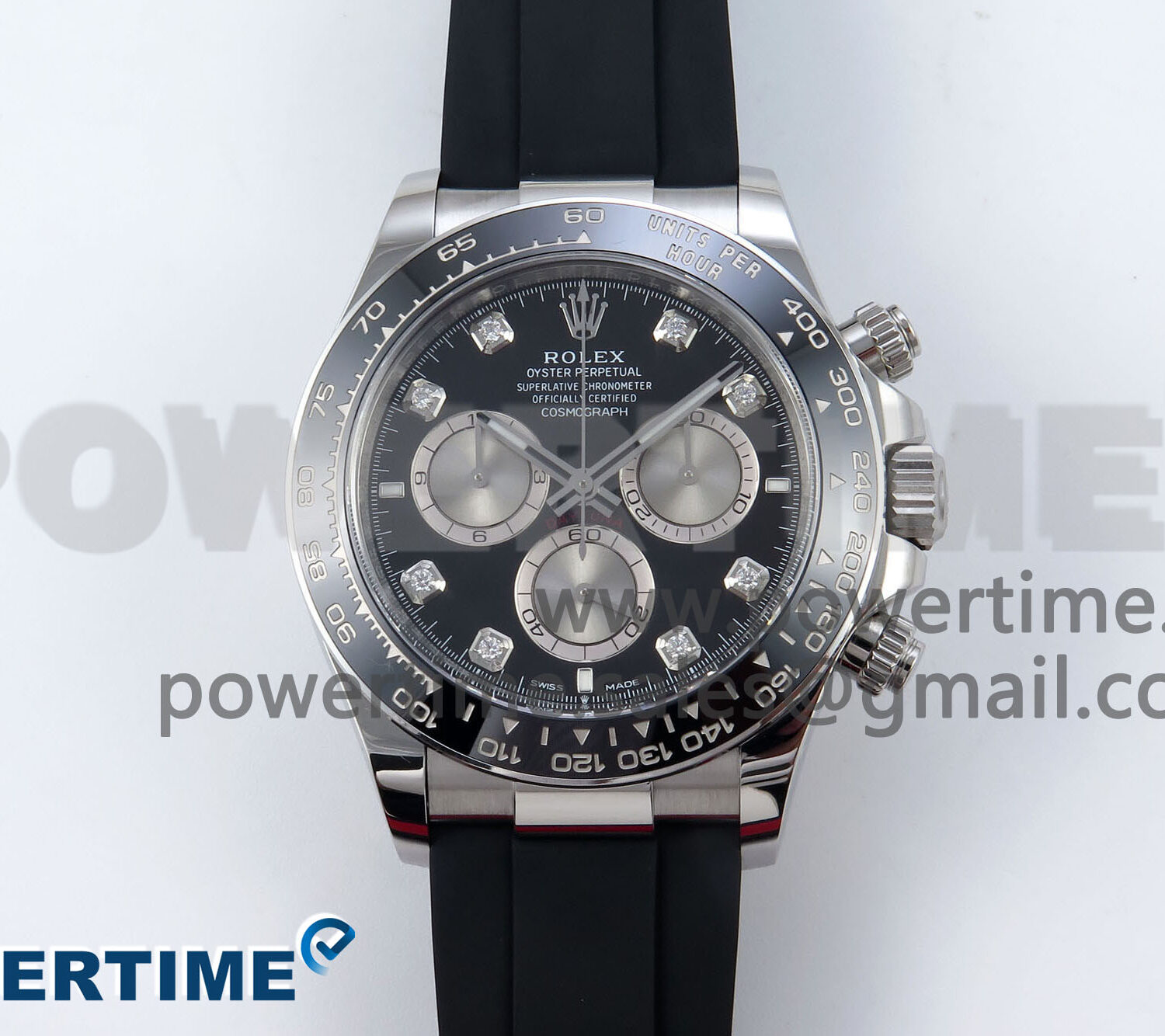 Daytona 126519LN SS Clean 1:1 Best Edition Black Diamonds Dial on Oysterflex Rubber Strap SH4131