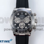 Daytona 126519LN SS Clean 1:1 Best Edition Black Diamonds Dial on Oysterflex Rubber Strap SH4131