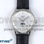 Flagship Heritage Moonphase SS APSF 1:1 Best Edition Silver/SS Dial on Black Leather Strap A2892