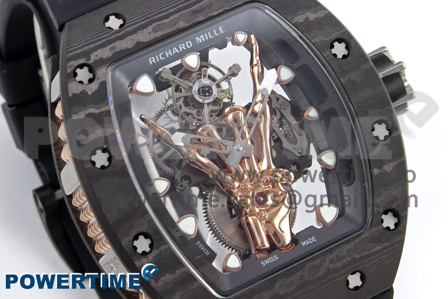 RM066 Real Forge Carbon/RG YSF 1:1 Best Edition Skeleton Dial on Black Rubber Strap Asian Tourbillon - Image 2