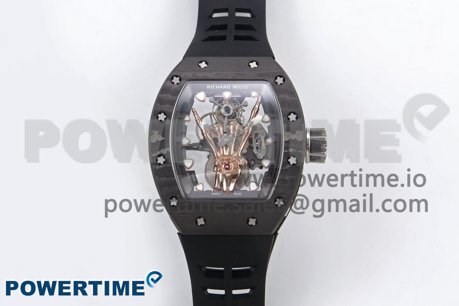 RM066 Real Forge Carbon/RG YSF 1:1 Best Edition Skeleton Dial on Black Rubber Strap Asian Tourbillon - Image 1