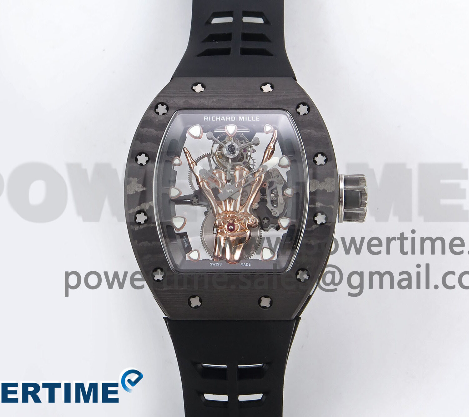 RM066 Real Forge Carbon/RG YSF 1:1 Best Edition Skeleton Dial on Black Rubber Strap Asian Tourbillon
