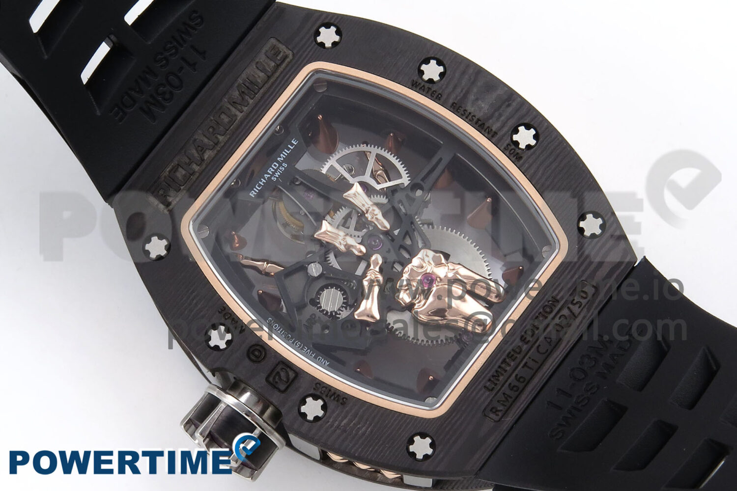 RM066 Real Forge Carbon/RG YSF 1:1 Best Edition Skeleton Dial on Black Rubber Strap Asian Tourbillon - Image 8