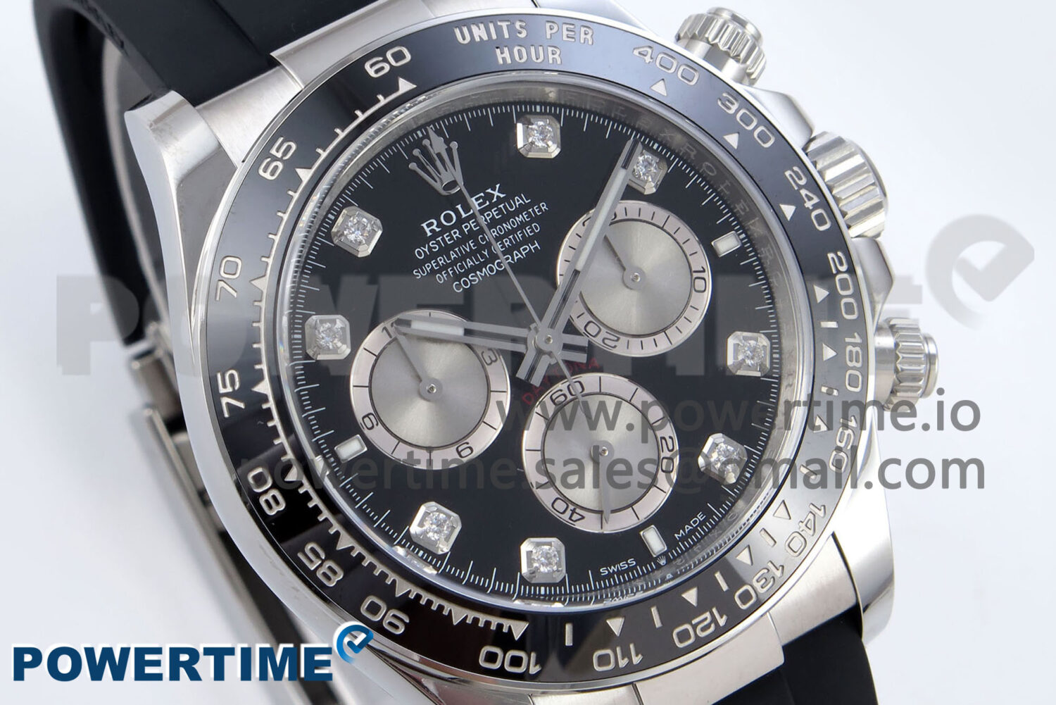 Daytona 126519LN SS Clean 1:1 Best Edition Black Diamonds Dial on Oysterflex Rubber Strap SH4131 - Image 2
