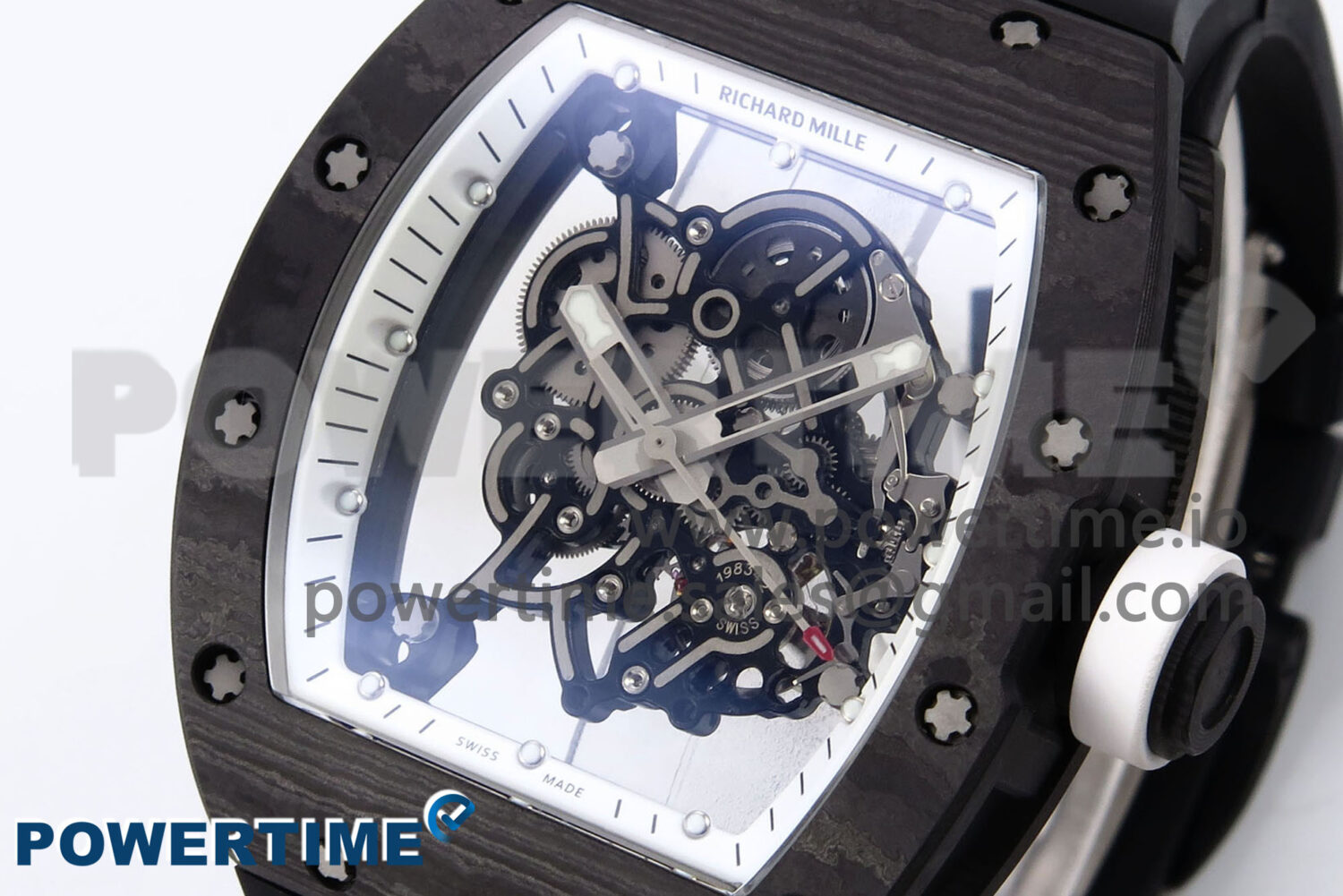RM055 NTPT YSF 1:1 Best Edition White Bezel White Crown on Black Rubber Strap RMUL2 Super Clone - Image 3