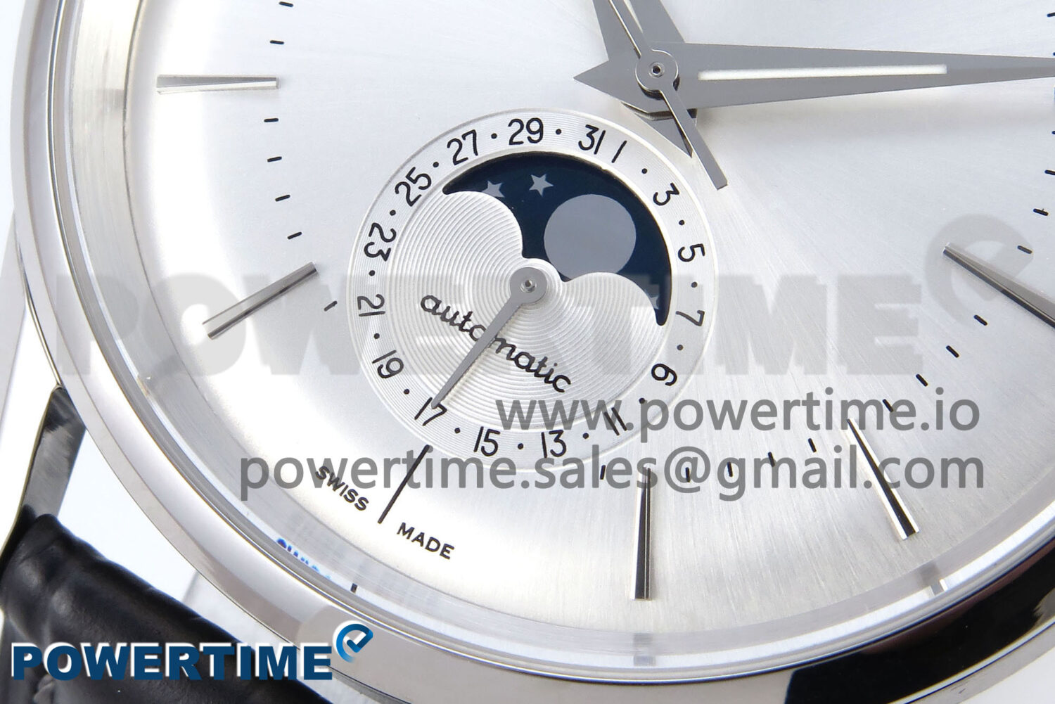 Flagship Heritage Moonphase SS APSF 1:1 Best Edition Silver/SS Dial on Black Leather Strap A2892 - Image 5