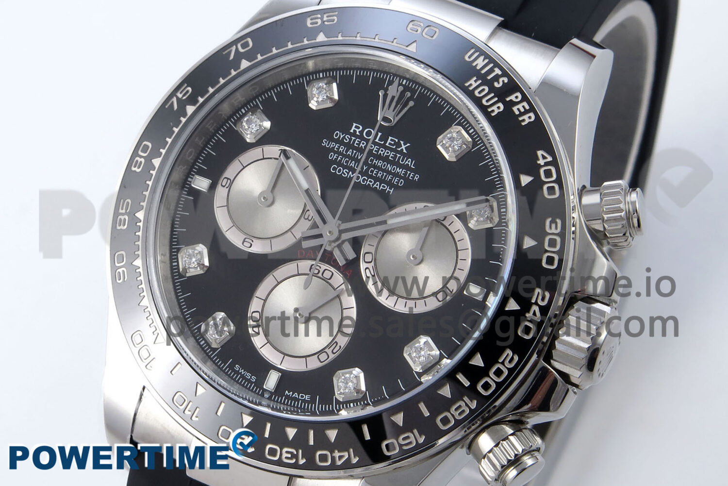 Daytona 126519LN SS Clean 1:1 Best Edition Black Diamonds Dial on Oysterflex Rubber Strap SH4131 - Image 3