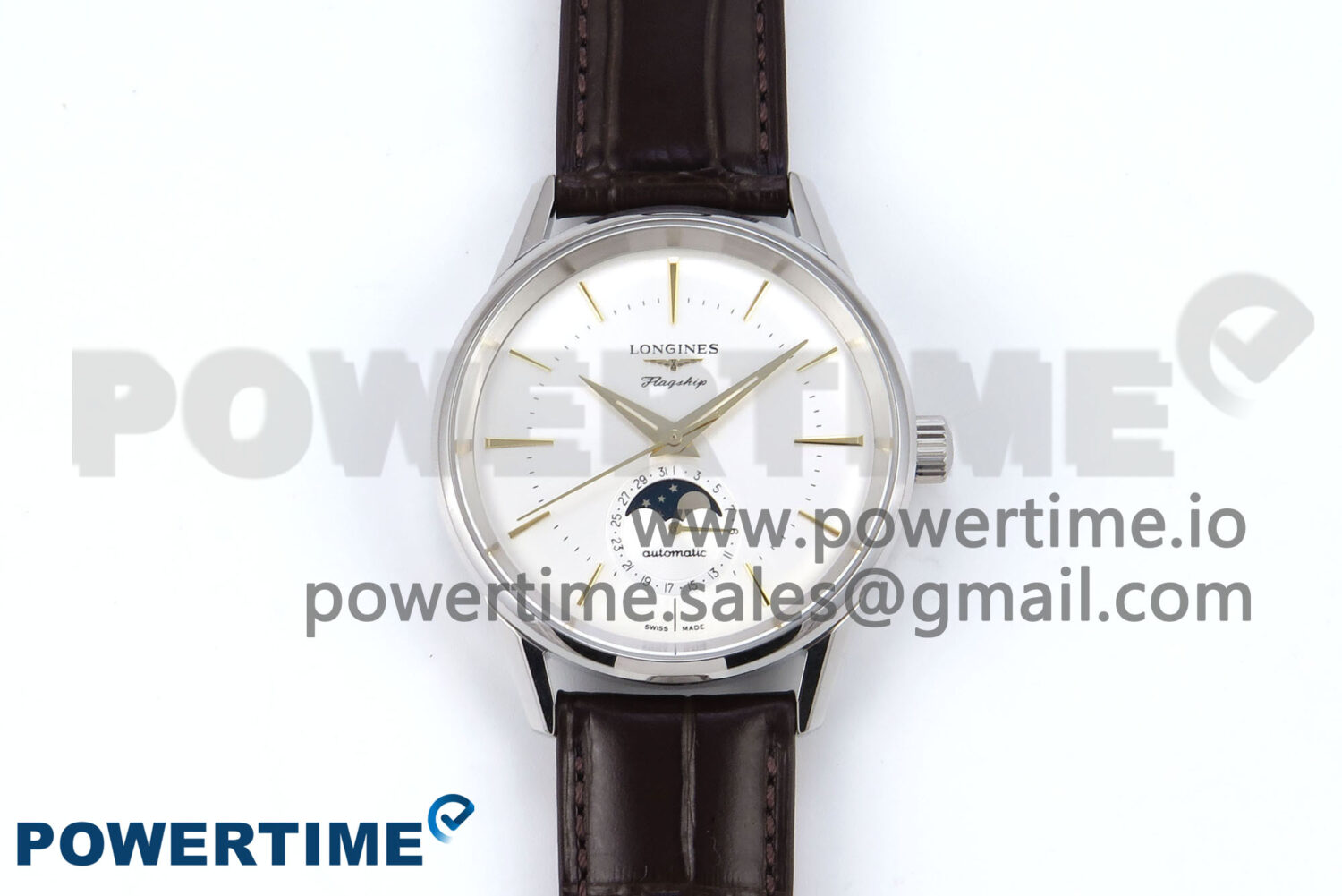 Flagship Heritage Moonphase SS APSF 1:1 Best Edition Silver/YG Dial on Brown Leather Strap A2892 - Image 1