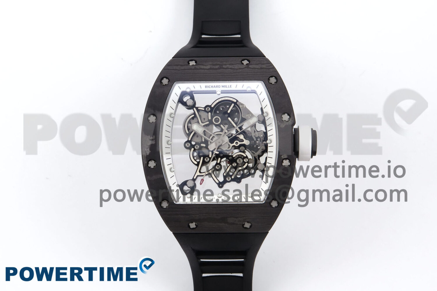 RM055 NTPT YSF 1:1 Best Edition White Bezel White Crown on Black Rubber Strap RMUL2 Super Clone - Image 1