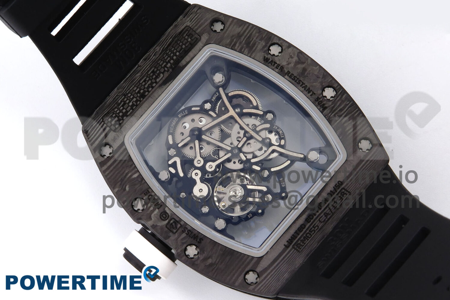 RM055 NTPT YSF 1:1 Best Edition White Bezel White Crown on Black Rubber Strap RMUL2 Super Clone - Image 8