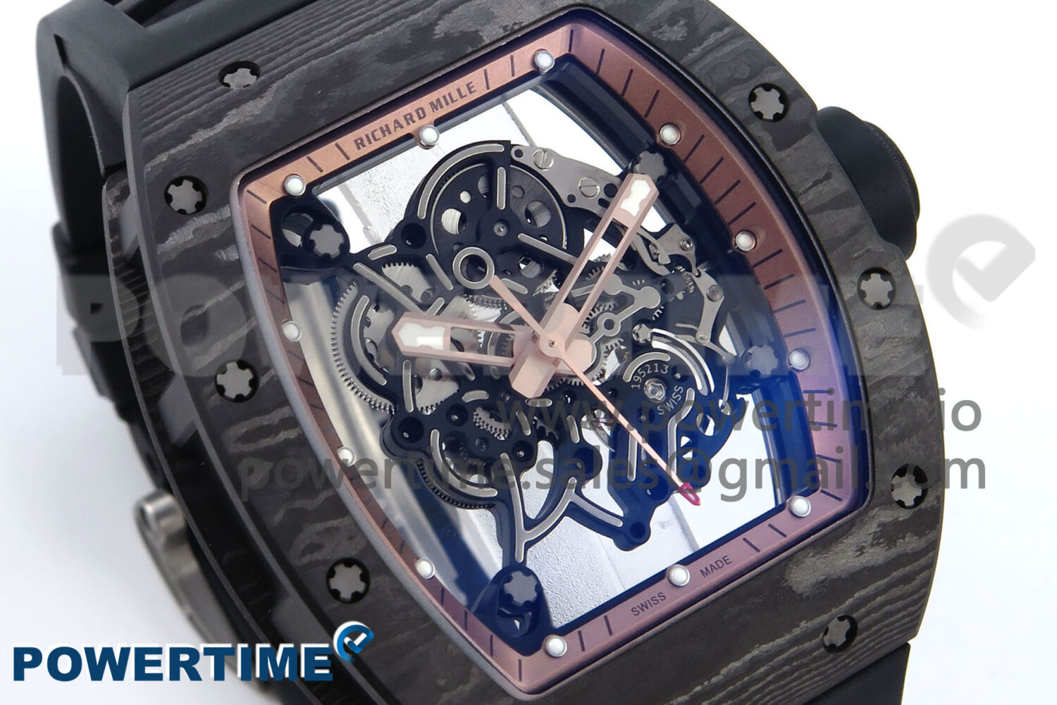 RM055 NTPT APSF 1:1 Best Edition RG Bezel Black Crown on Rubber Strap RMUL2 Super Clone - Image 2