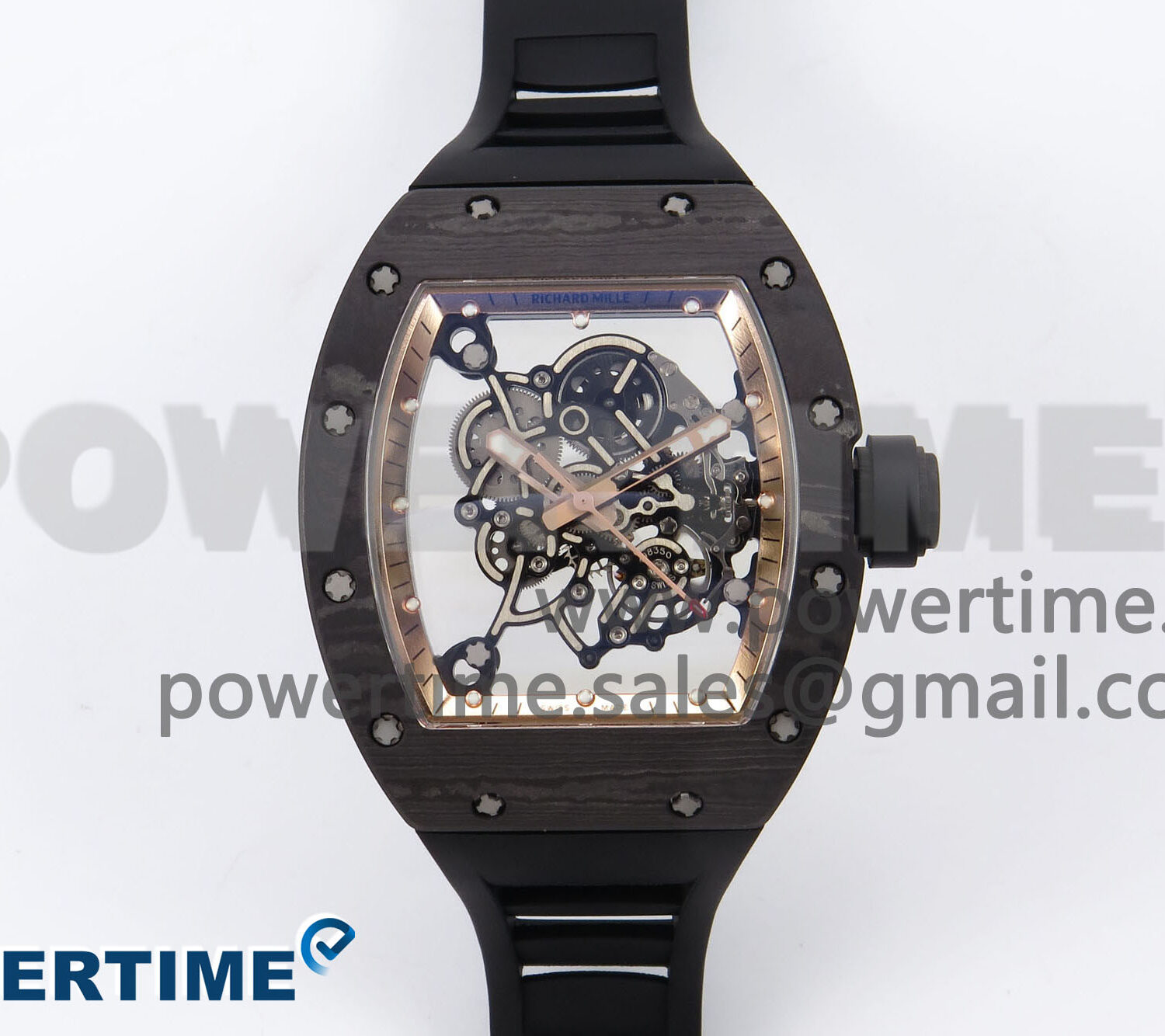 RM055 NTPT YSF 1:1 Best Edition RG Bezel Black Crown on Black Rubber Strap RMUL2 Super Clone