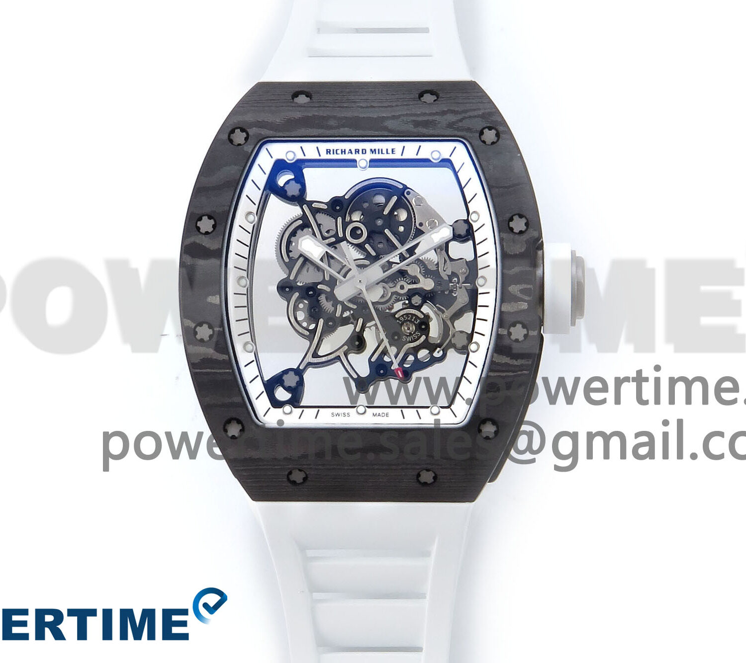 RM055 NTPT APSF 1:1 Best Edition White Bezel White Crown on Rubber Strap RMUL2 Super Clone
