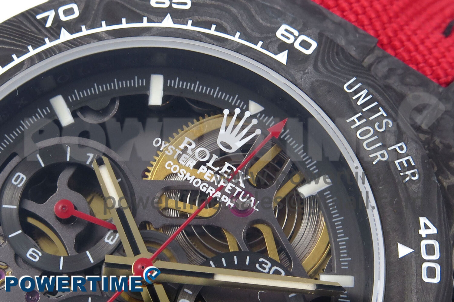 Daytona Diw 40mm N6F 1:1 Best Edition Gray Skeleton Dial Red Nylon Strap DD4801 - Image 4