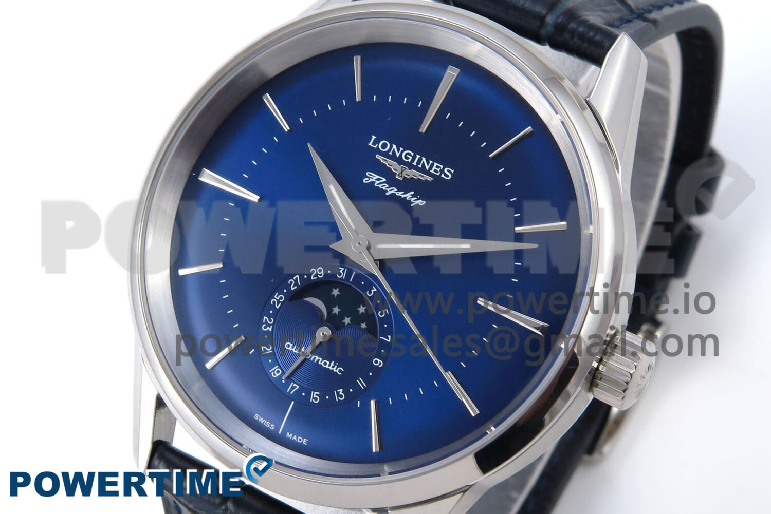 Flagship Heritage Moonphase SS APSF 1:1 Best Edition Blue Dial on Blue Leather Strap A2892 - Image 3